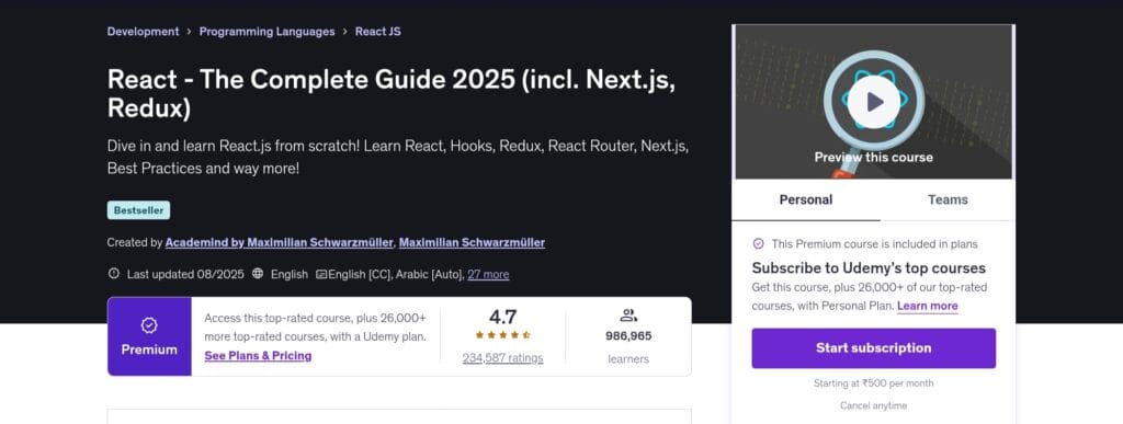 React - The Complete Guide (incl. Next.js, Redux)