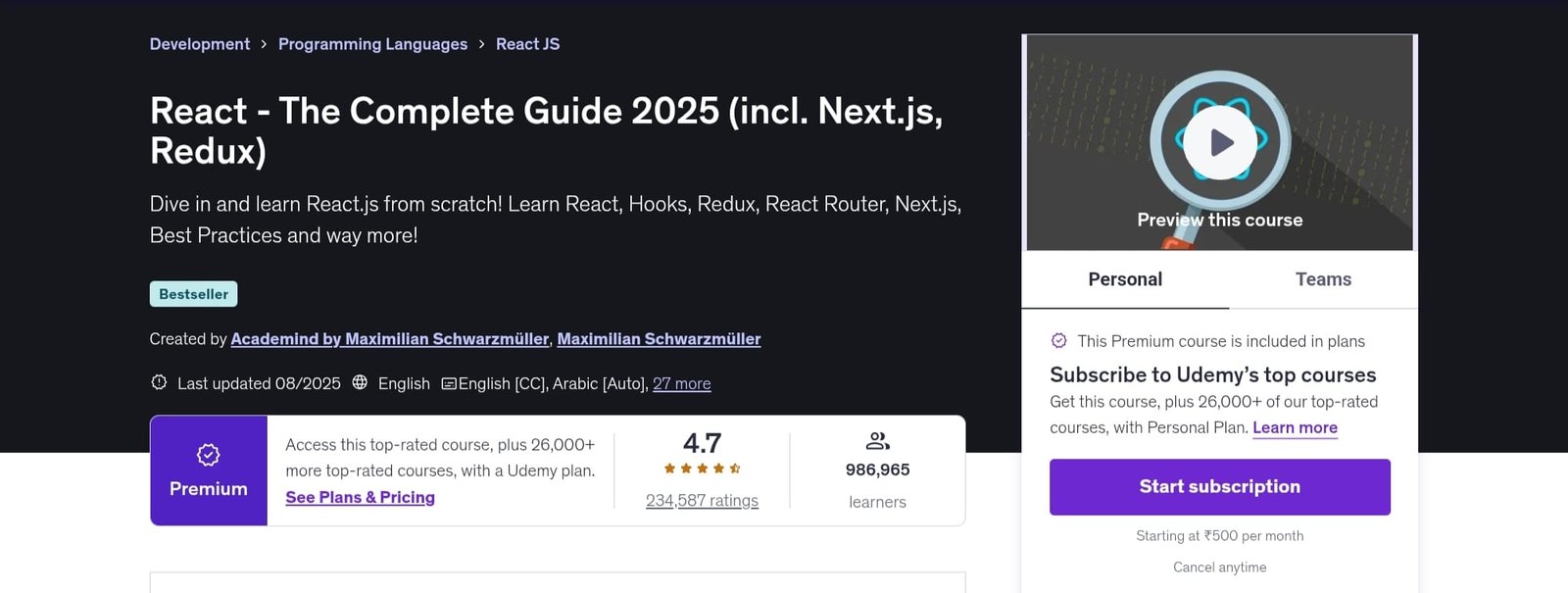 React - The Complete Guide (incl. Next.js, Redux) React - The Complete Guide (incl. Next.js, Redux)