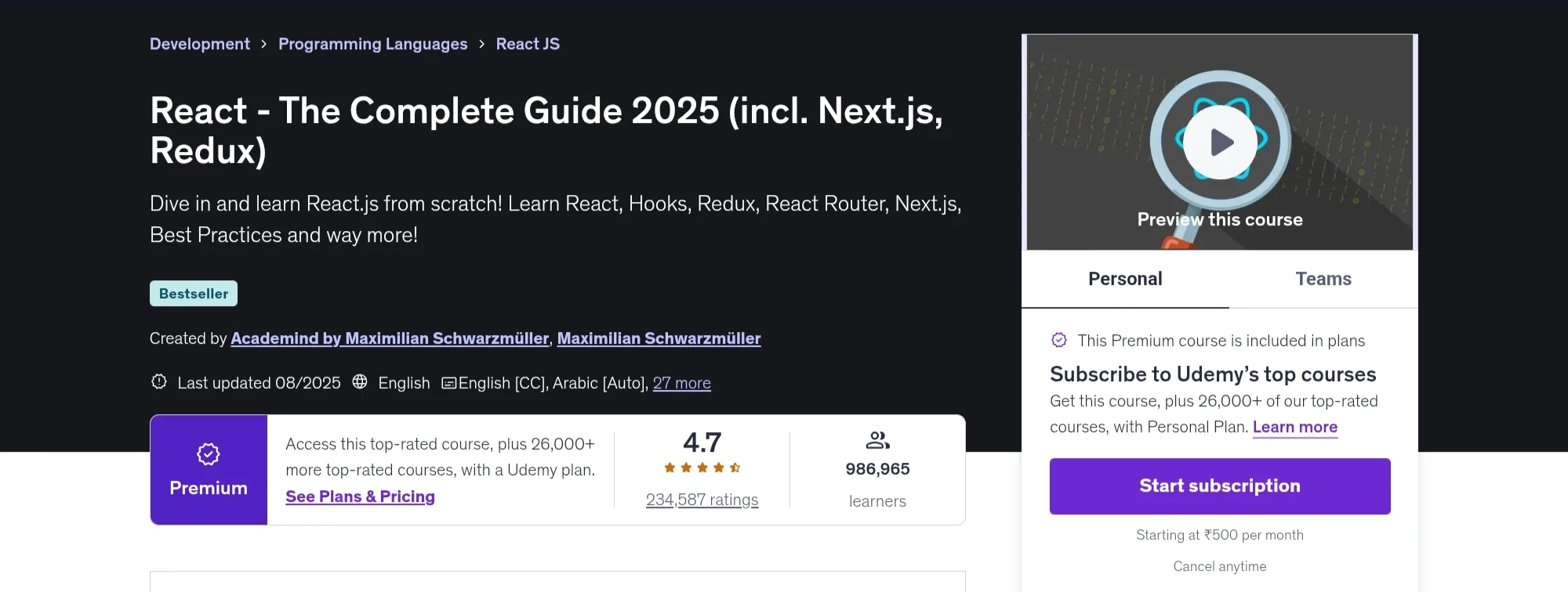 React - The Complete Guide (incl. Next.js, Redux) React - The Complete Guide (incl. Next.js, Redux)