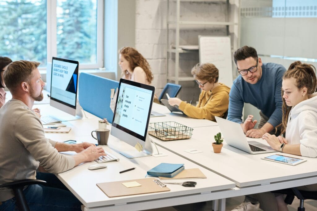 Web developers working in the office