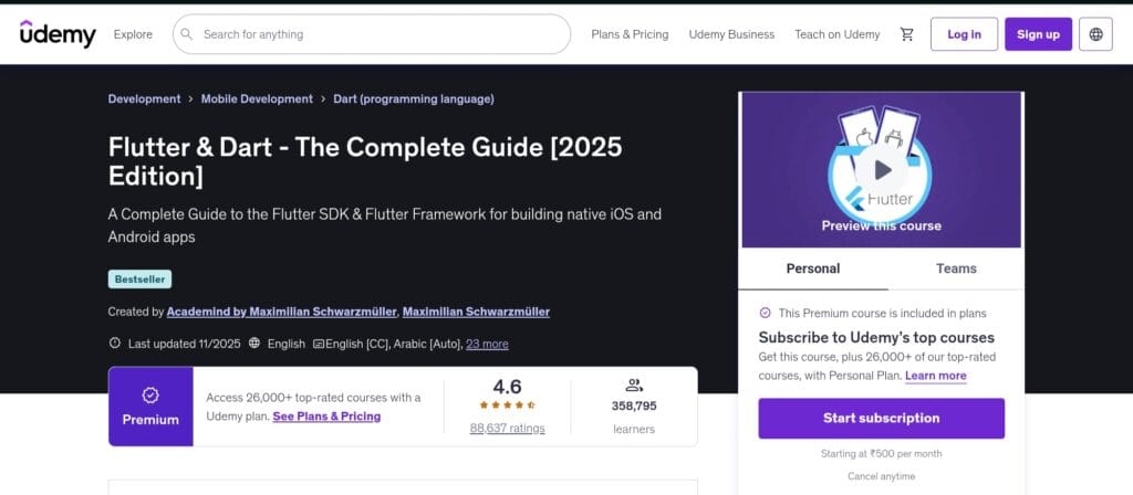 Flutter & Dart - The Complete Guide