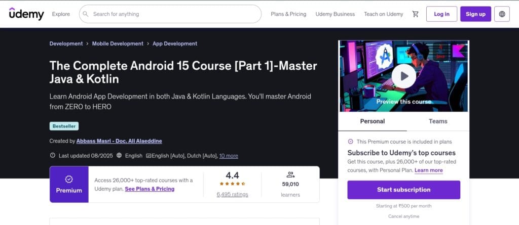 The Complete Android 15 Course [Part 1] - Master Java & Kotlin