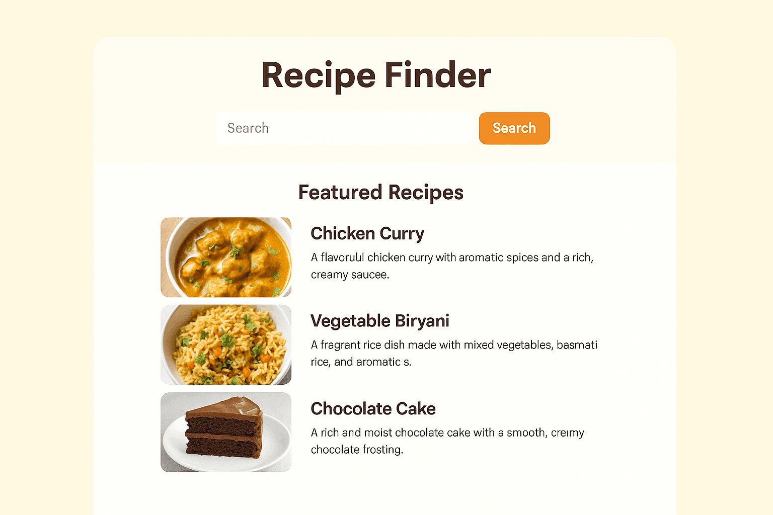 recipe finder or food blog templete recipe finder or food blog templete