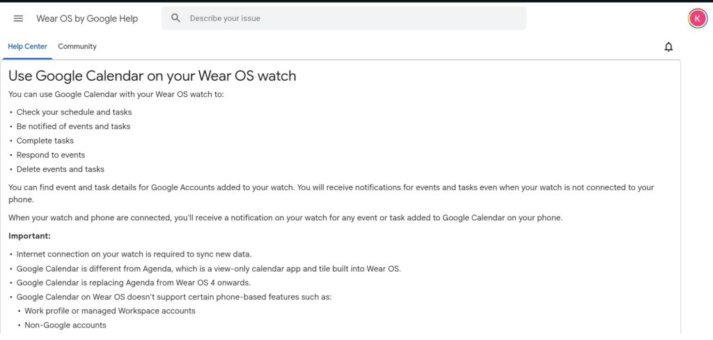 Google Calendar for Wear OS