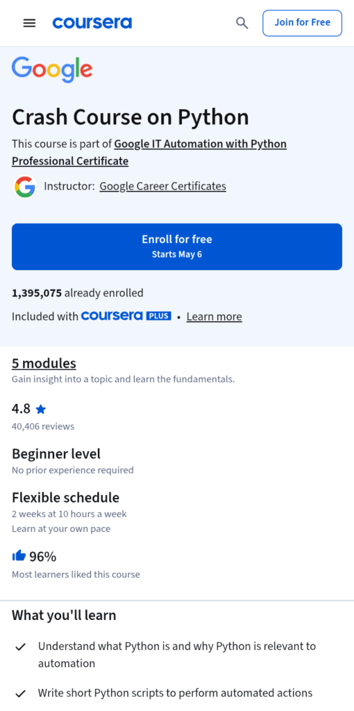 Crash Course on Python