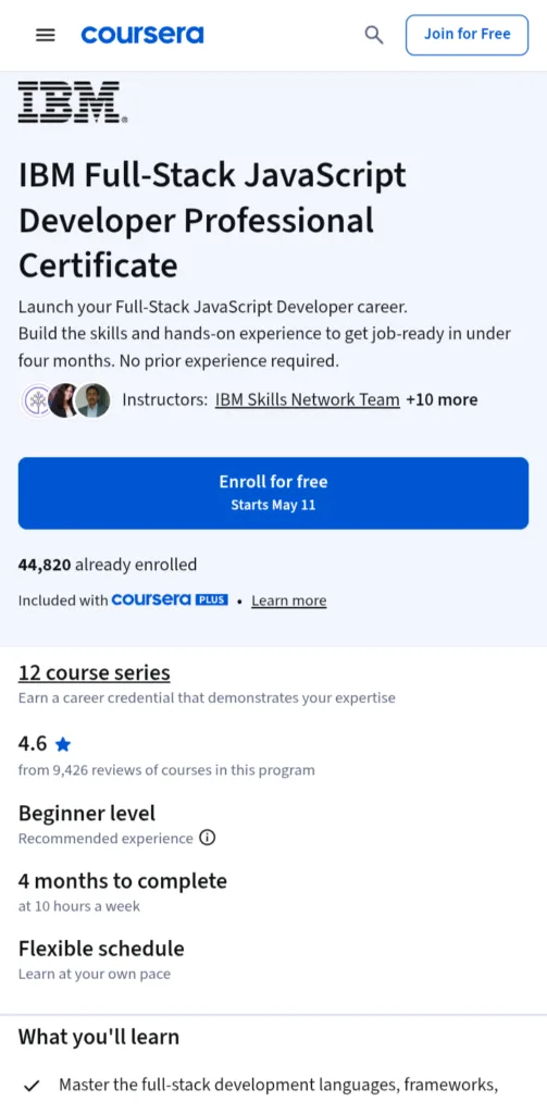 IBM Full-stack javascript developer IBM Full-stack javascript developer