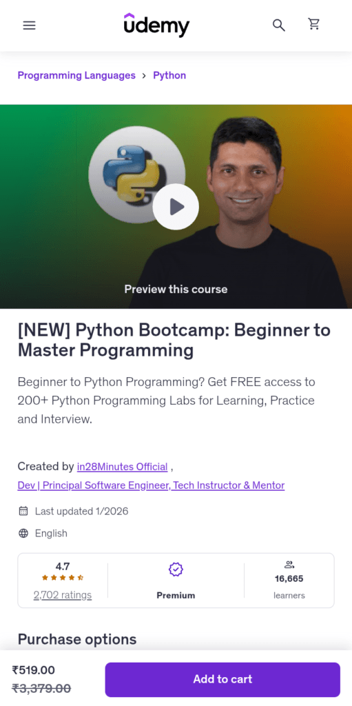 Python Bootcamp, Beginner to Master Programming