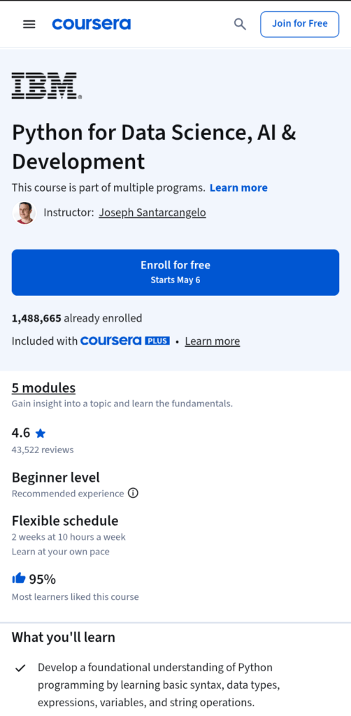 Python for Data Science, AI, and Development