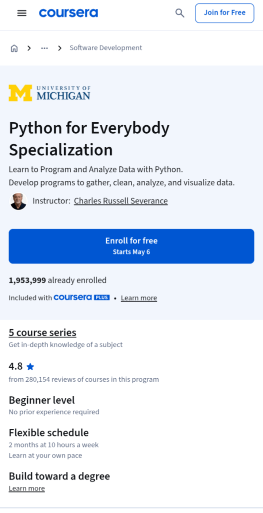 Python for Everybody, Best Python Courses for Beginners