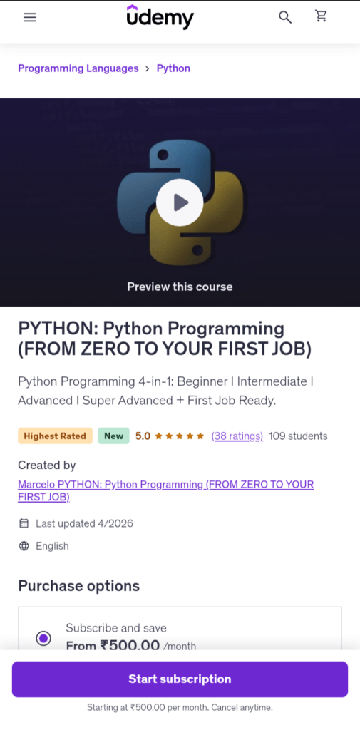 Python programming from Zero to your First Job