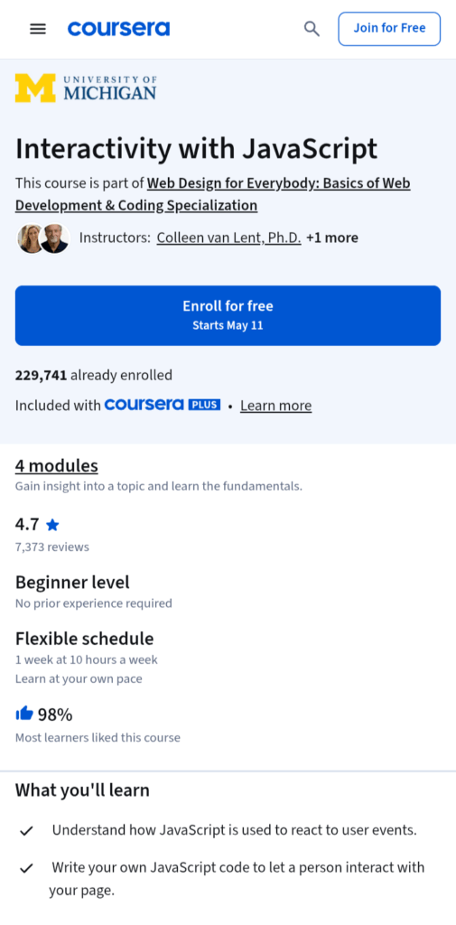 interactivity with javascript