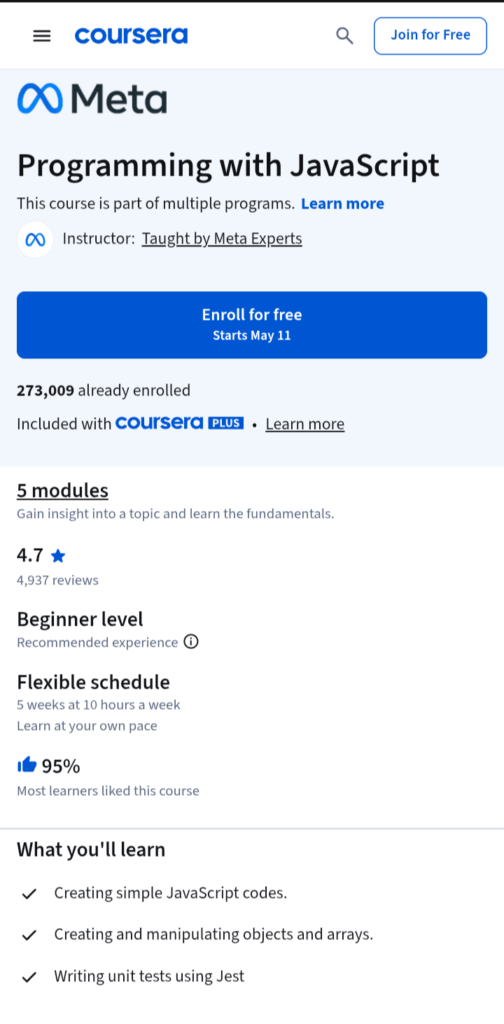 programming with javascript by meta