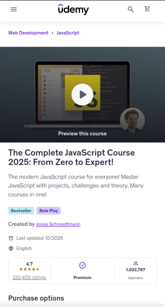 the complete javascript course from zero to expert