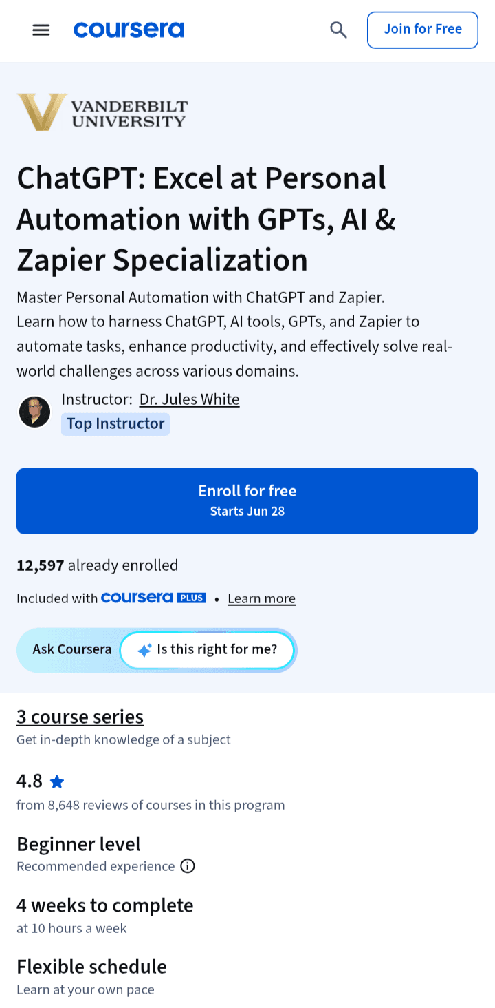 ChatGPT - Excel at Personal Automation with GPTs, AI, and Zapier