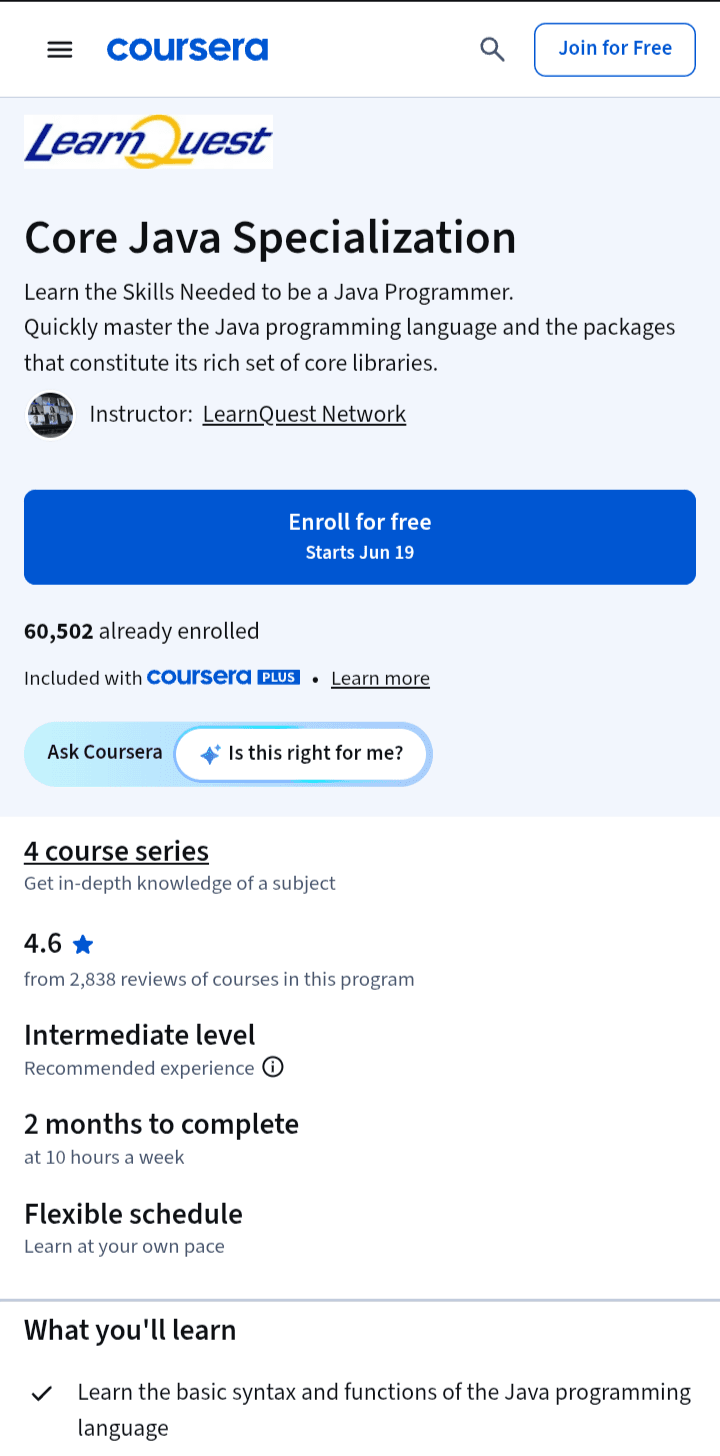 Core Java Specialization Core Java Specialization