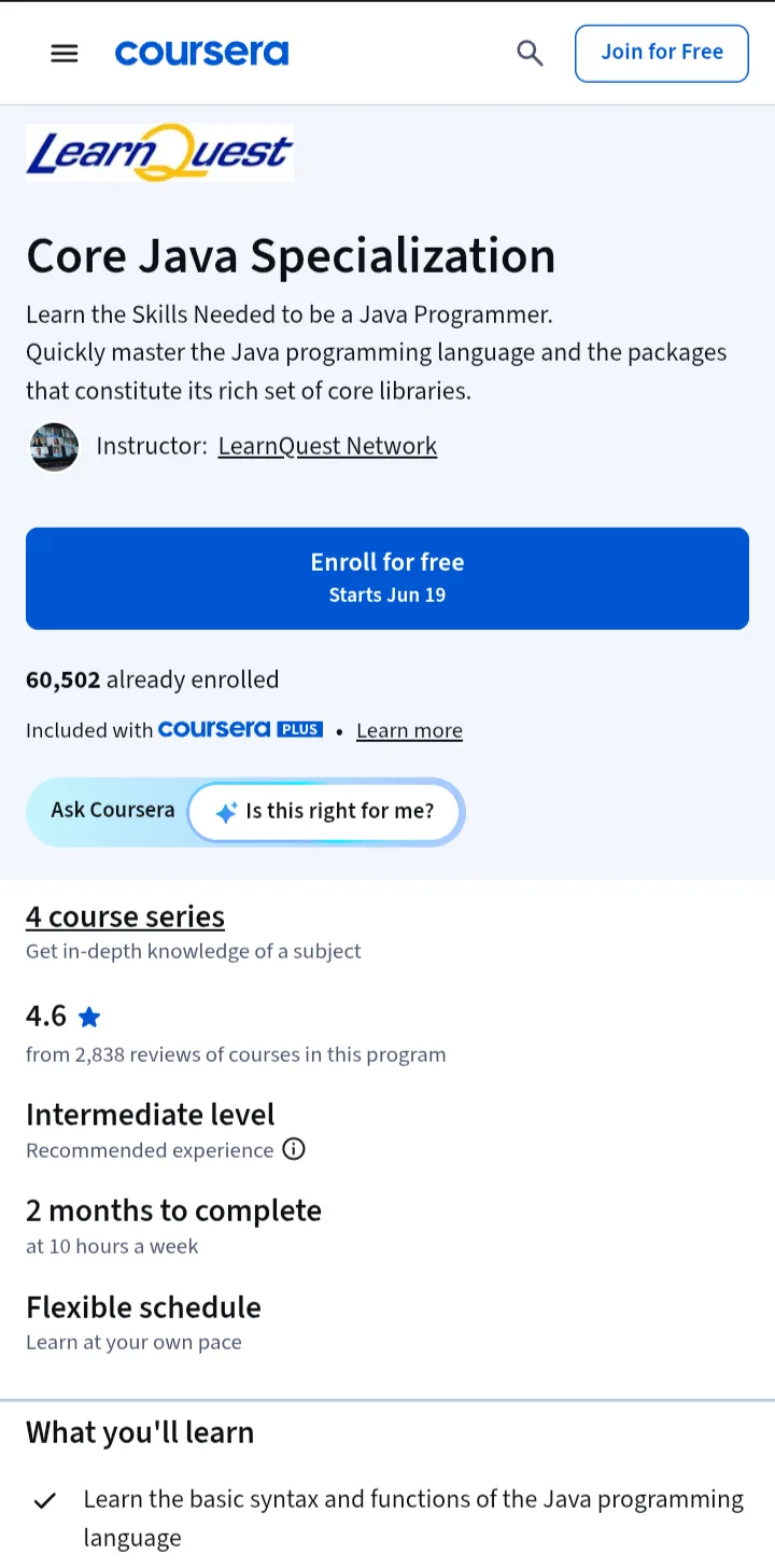 Core Java Specialization