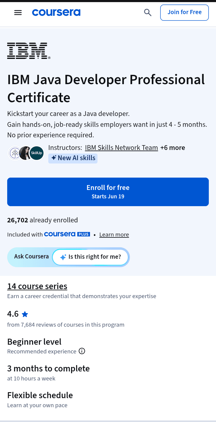 IBM Java Developer Professional Certificate IBM Java Developer Professional Certificate