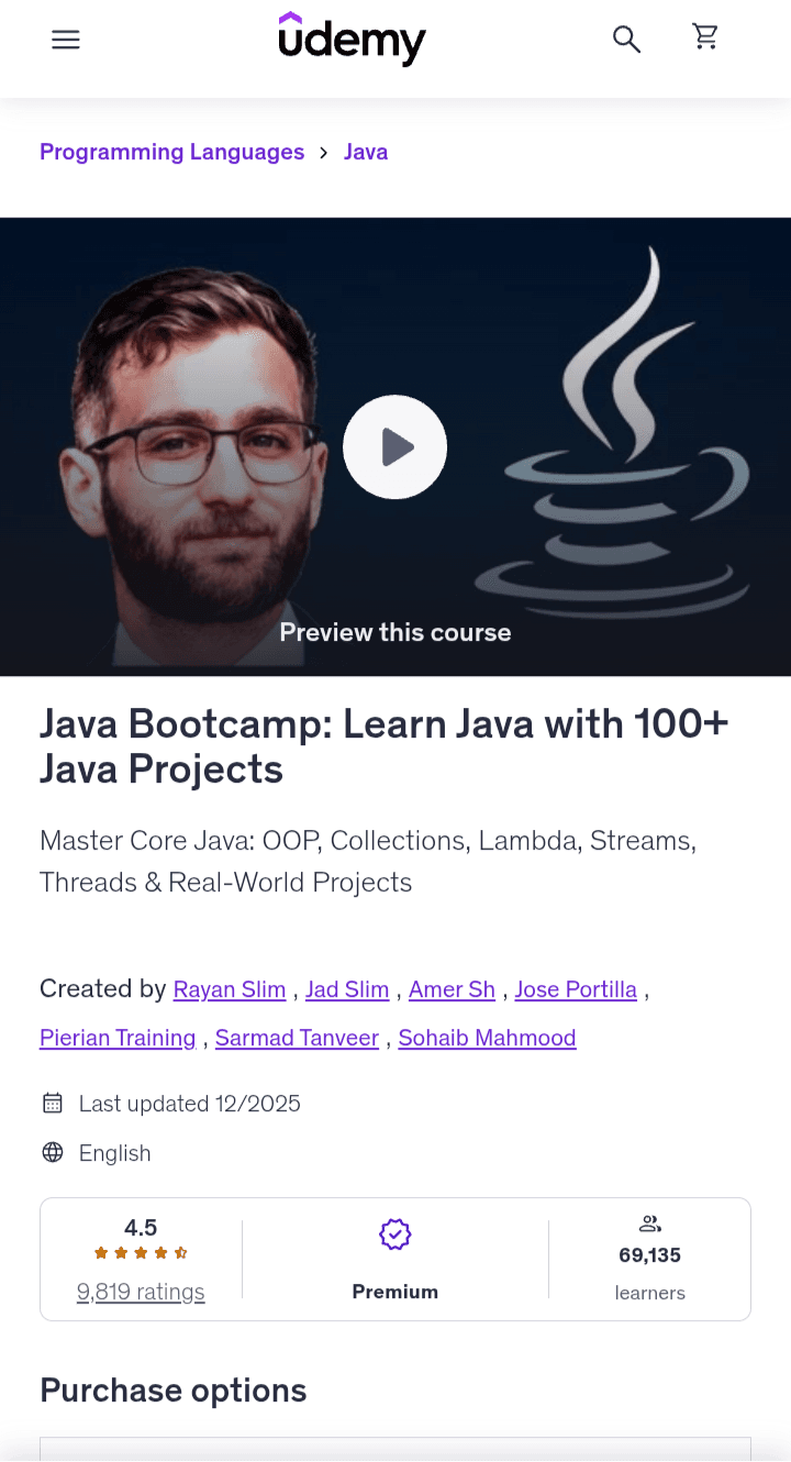 Java Bootcamp - Learn Java with 100+ Java Projects Java Bootcamp - Learn Java with 100+ Java Projects