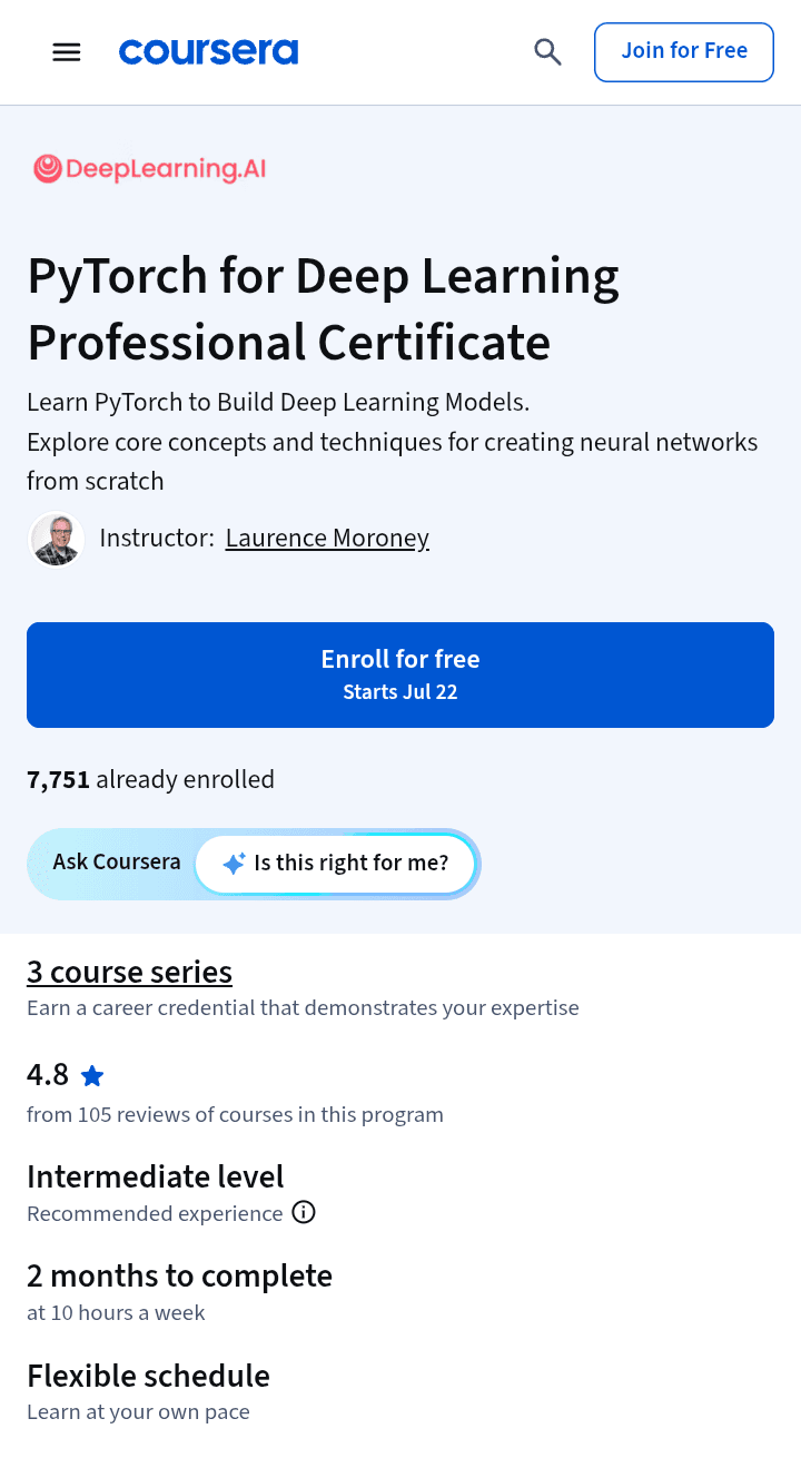 PyTorch for Deep Learning Professional Certificate