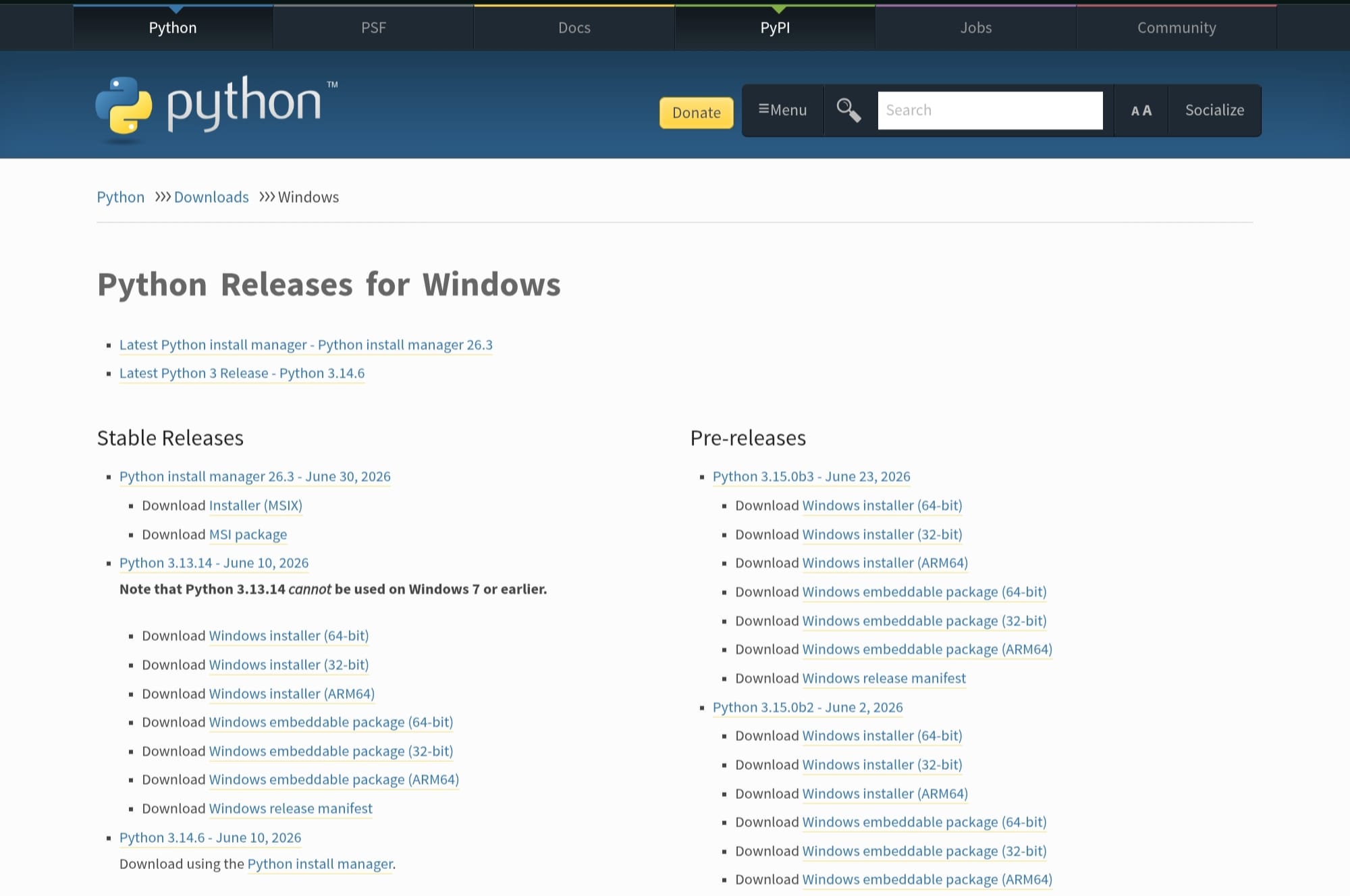 Python Versions Python Versions