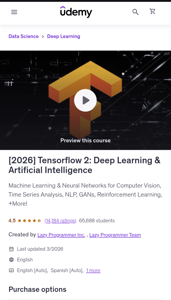 TensorFlow 2 - Deep Learning and AI