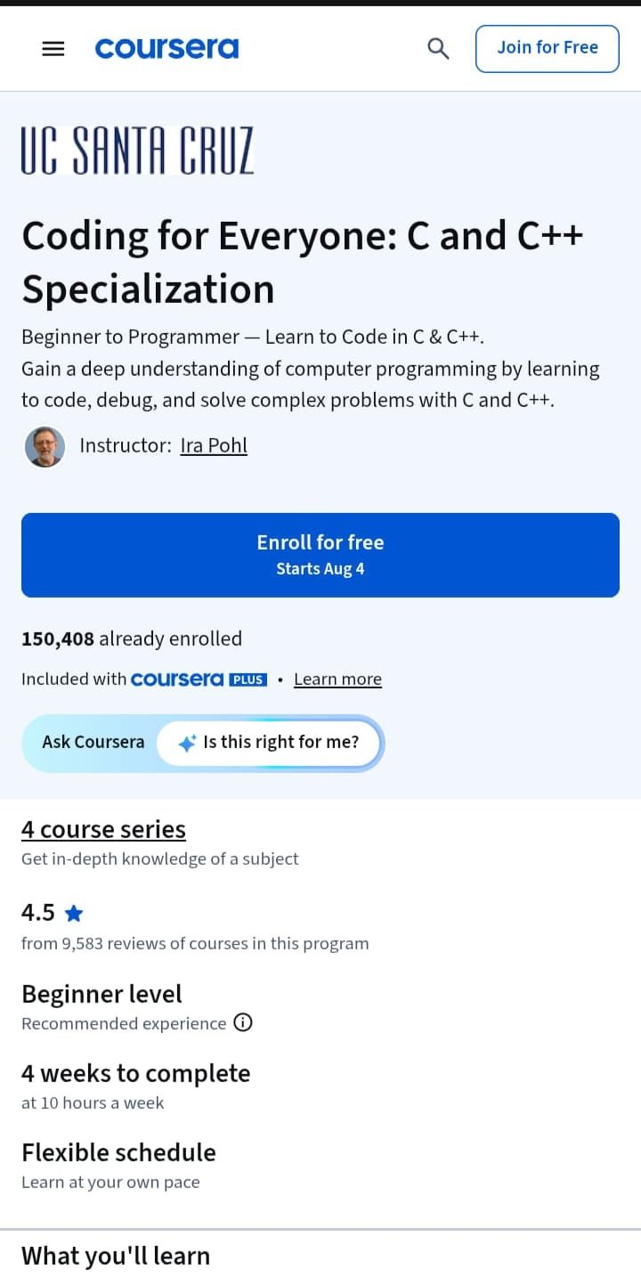 Coding for Everyone: C and C++ – Coursera Coding for Everyone: C and C++ – Coursera