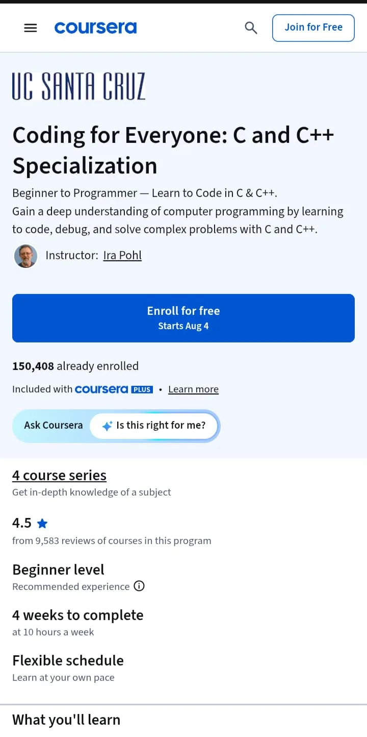 Coding for Everyone: C and C++ – Coursera