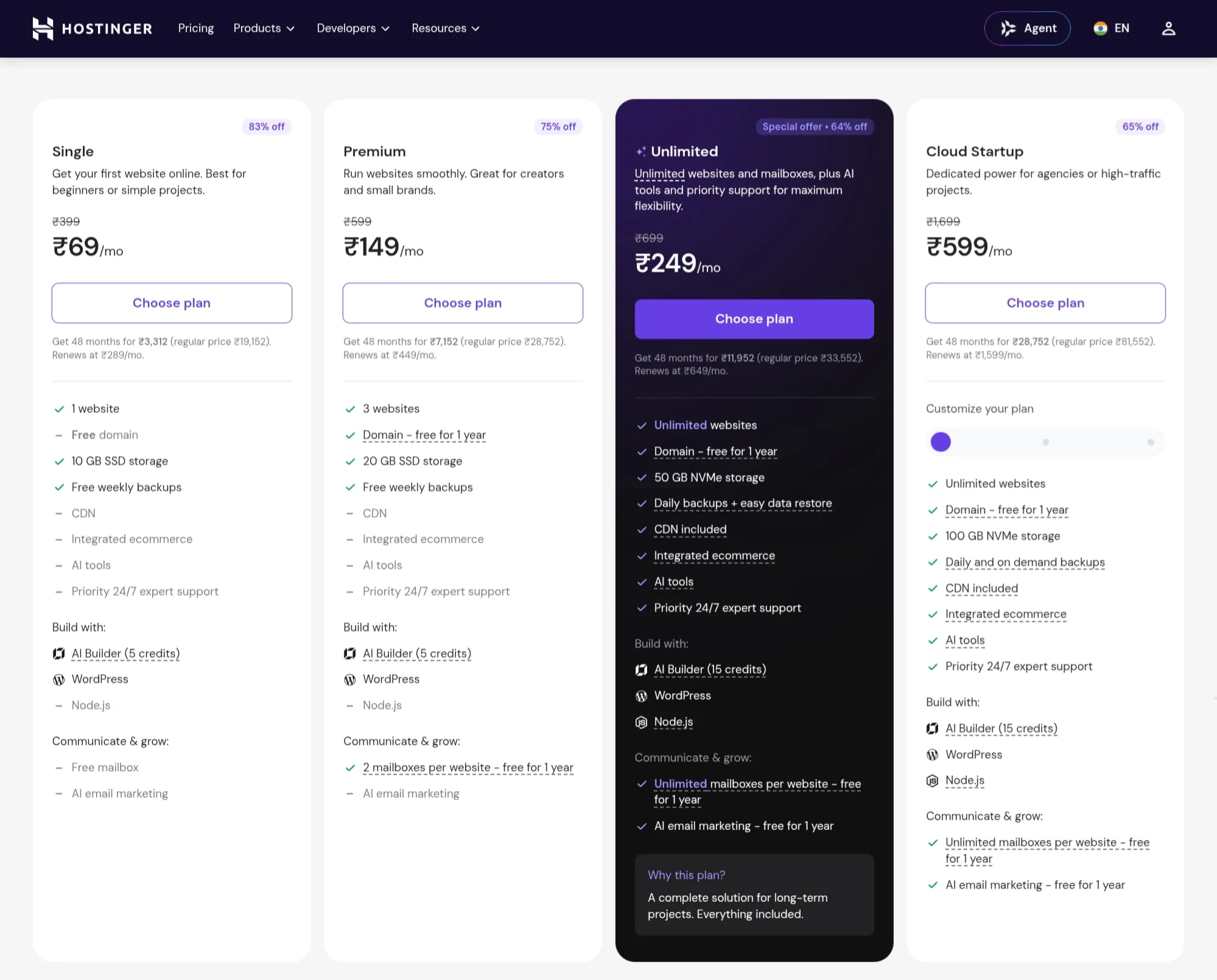 Hostinger Pricing