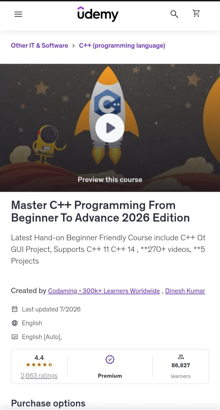 Master C++ Programming From Beginner To Advance 2026 Edition – Udemy