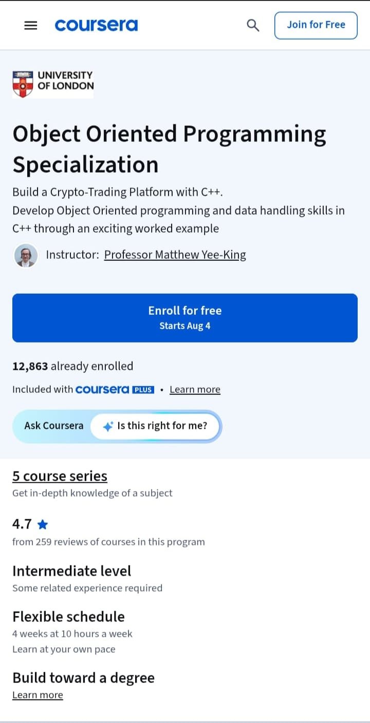 Object Oriented Programming Specialization – Coursera Object Oriented Programming Specialization – Coursera