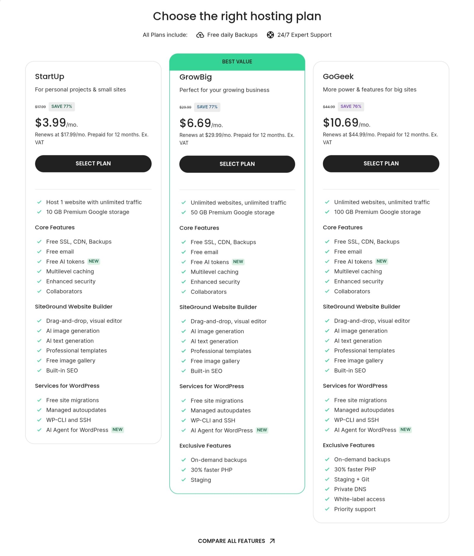 SiteGround Pricing SiteGround Pricing