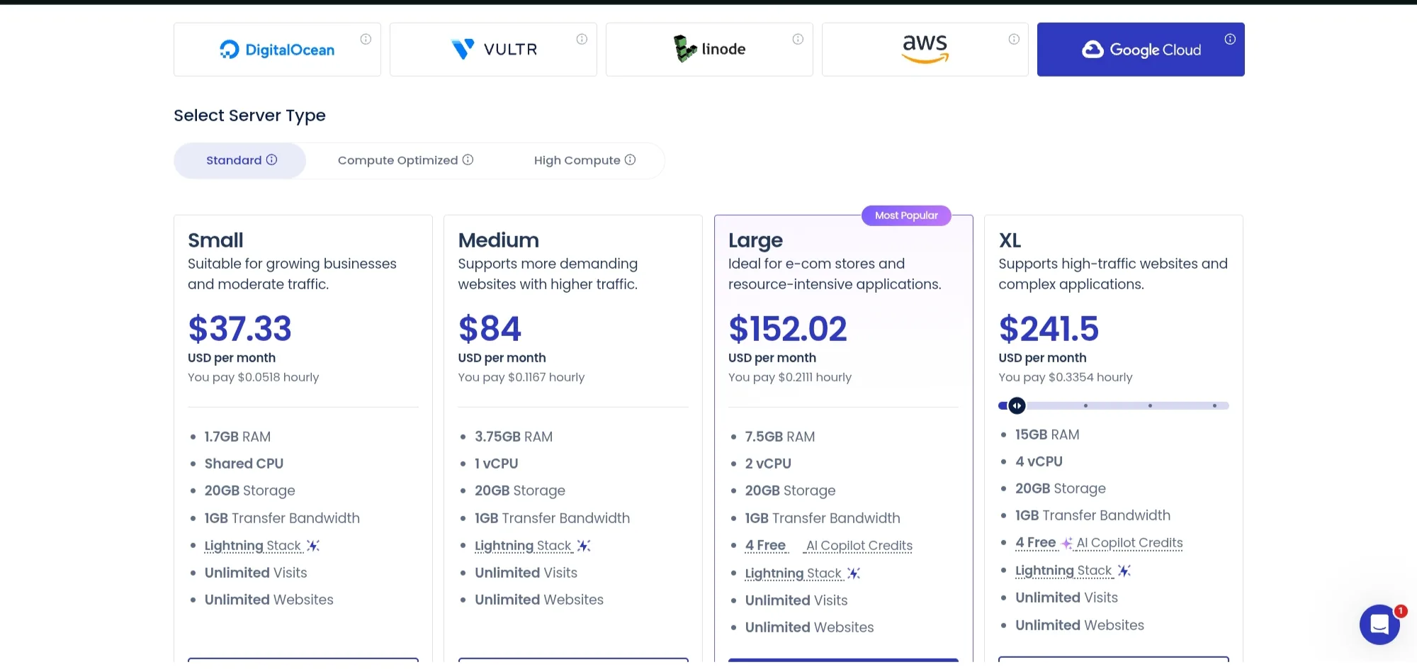 Cloudways Google Cloud Pricing