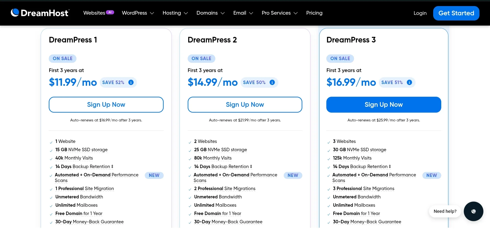 DreamHost DreamPress Pricing