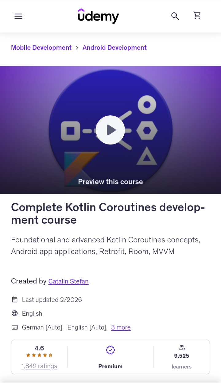 Complete Kotlin Coroutines development course Complete Kotlin Coroutines development course